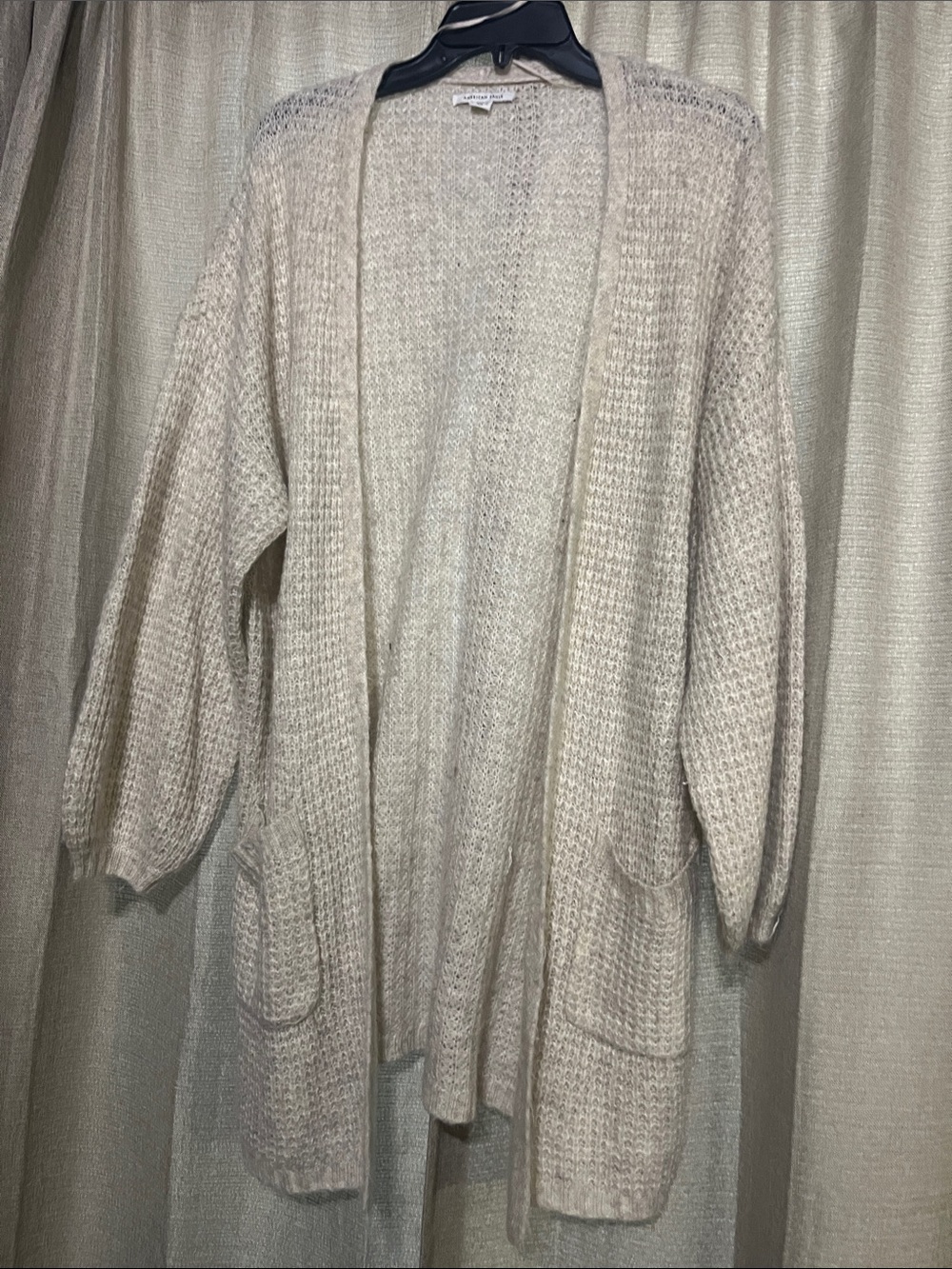 American Eagle Outfitters Cream Open-Front Knit Cardigan